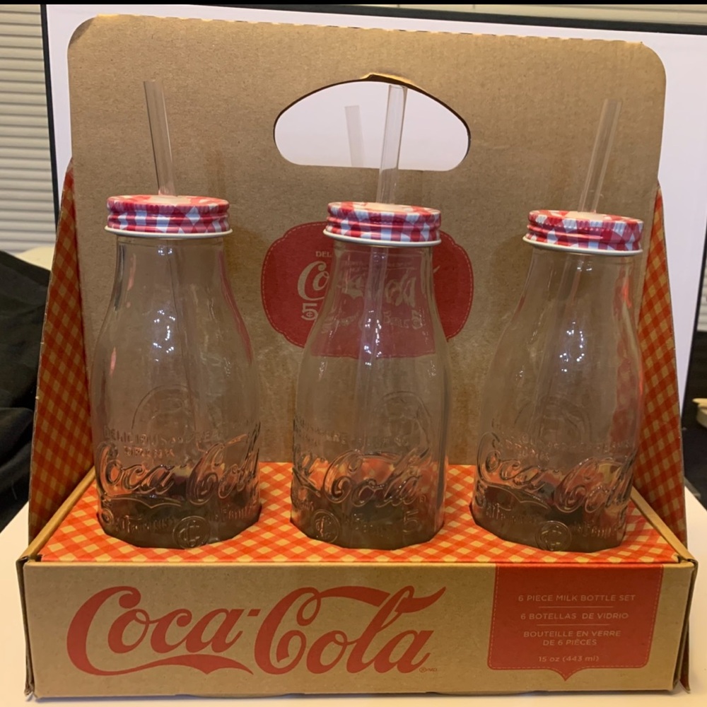 Coca-Cola Glass Milk Bottle Set